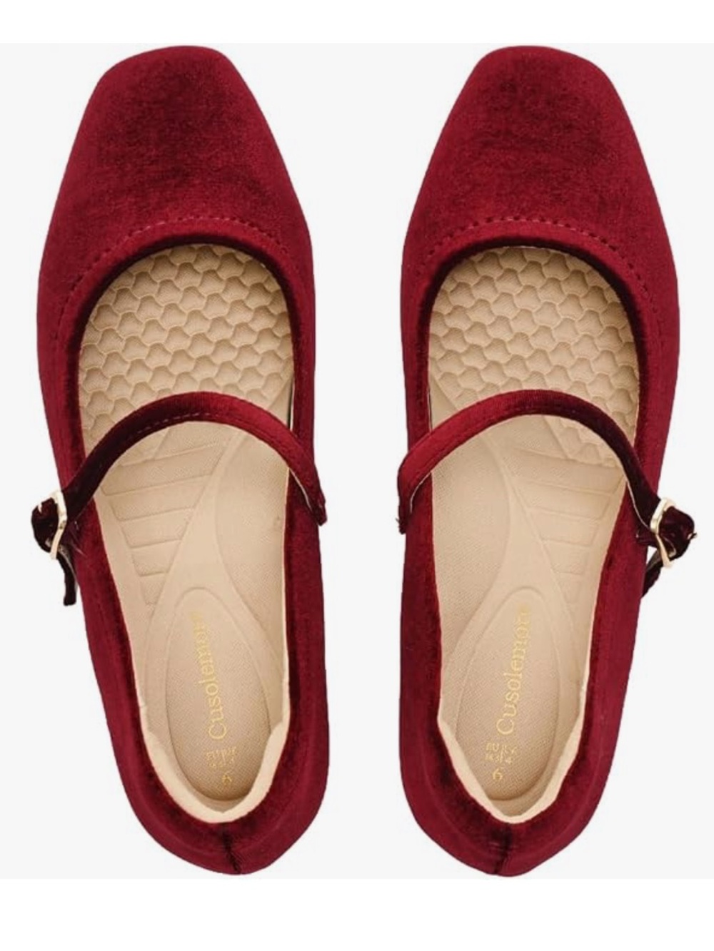 Women’s Mary Jane Flats in Deep Burgundy Velvet
